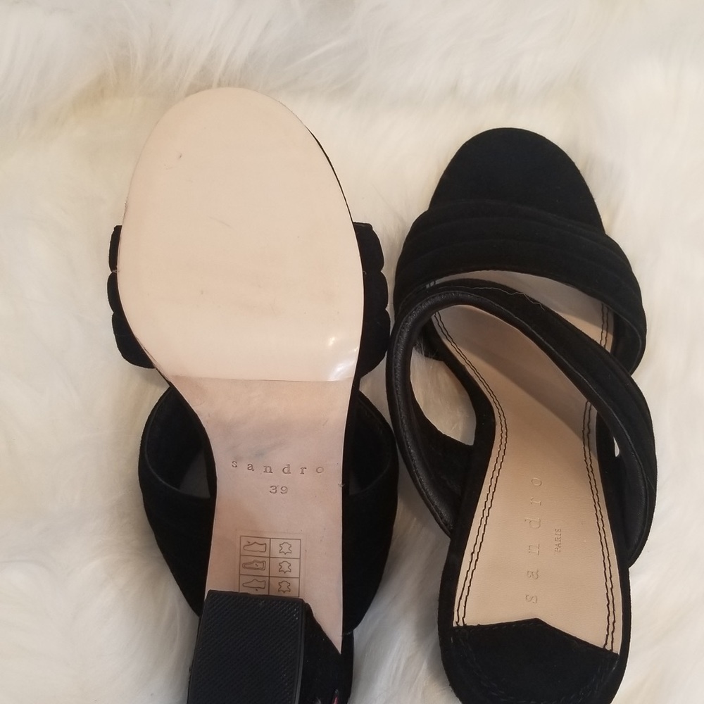 SANDRO ❤️ NIB TRUE LOVE VELVET CHUNKY HEELS SZ 9 - Picture 7 of 14